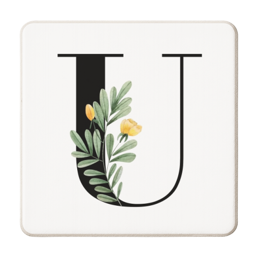 U Floral Letter Initial - personalised beer coaster by Toni Scott