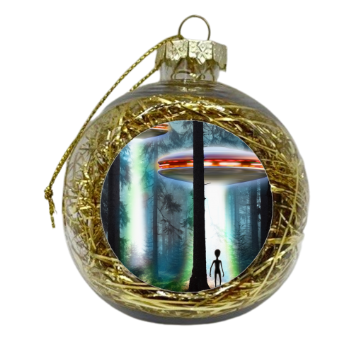 UFO ALIEN FOREST - xmas bauble by InspiredImages