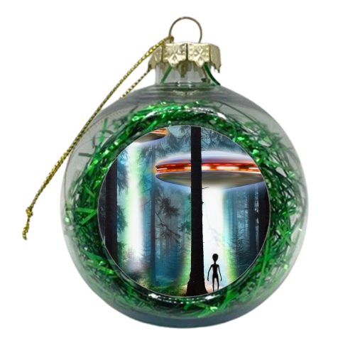 UFO ALIEN FOREST - xmas bauble by InspiredImages