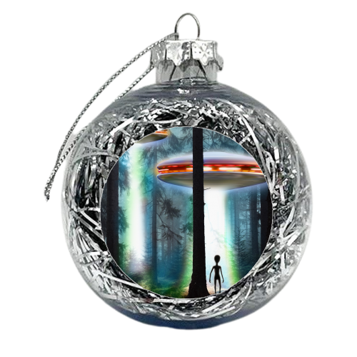 UFO ALIEN FOREST - xmas bauble by InspiredImages