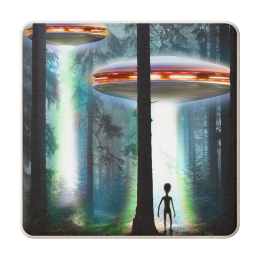 UFO ALIEN FOREST - personalised beer coaster by InspiredImages