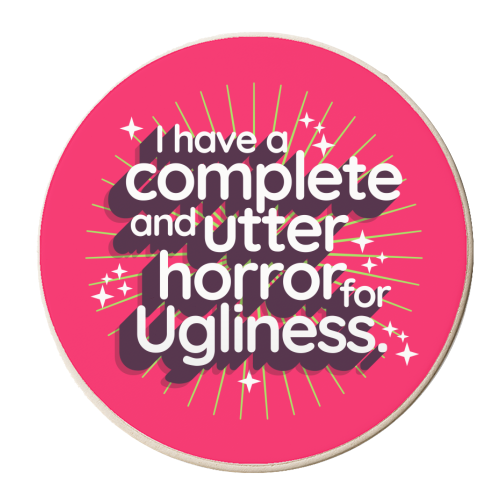 Ugliness Elspeth Catton - personalised beer coaster by Claire Atwood