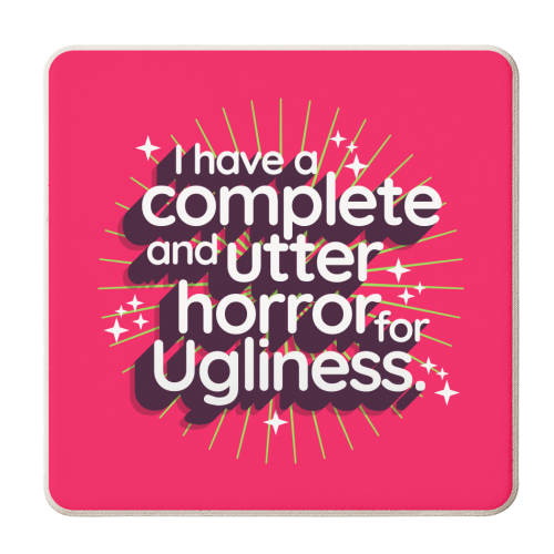 Ugliness Elspeth Catton - personalised beer coaster by Claire Atwood