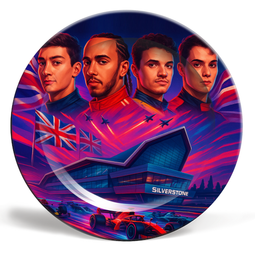UK Racing Icons - ceramic dinner plate by Ms Doodle
