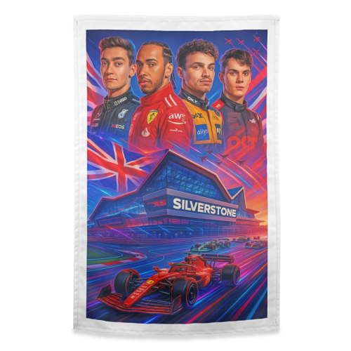 UK Racing Icons - funny tea towel by Ms Doodle