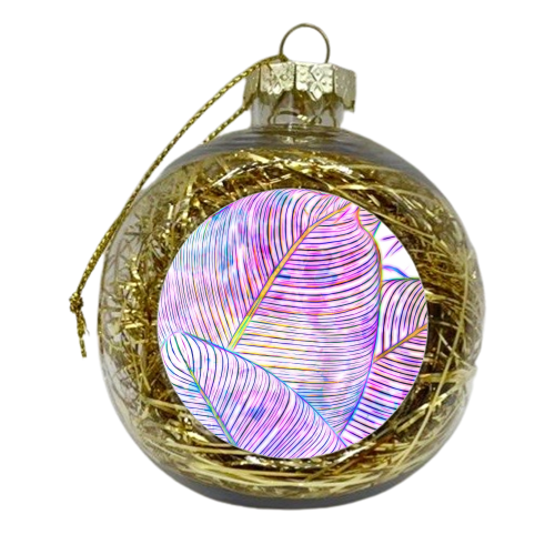 Pink Banana Leaves | Tropical Botanical Jungle | Ultraviolet Purple Nature Plants | Eclectic Forest - xmas bauble by Uma Prabhakar Gokhale