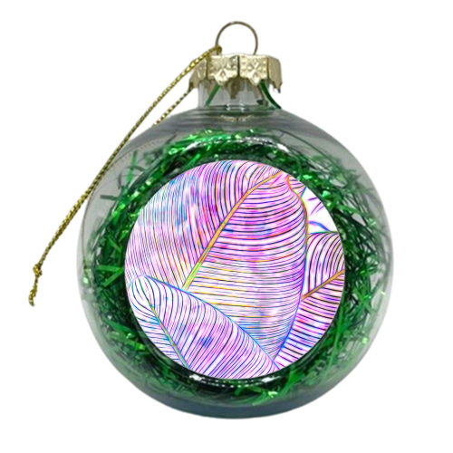 Pink Banana Leaves | Tropical Botanical Jungle | Ultraviolet Purple Nature Plants | Eclectic Forest - xmas bauble by Uma Prabhakar Gokhale