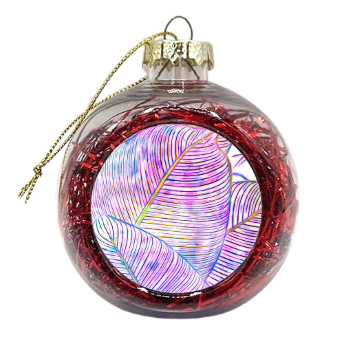 Pink Banana Leaves | Tropical Botanical Jungle | Ultraviolet Purple Nature Plants | Eclectic Forest - xmas bauble by Uma Prabhakar Gokhale