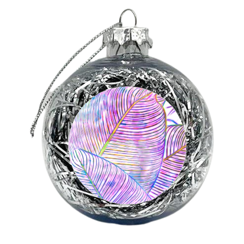 Pink Banana Leaves | Tropical Botanical Jungle | Ultraviolet Purple Nature Plants | Eclectic Forest - xmas bauble by Uma Prabhakar Gokhale