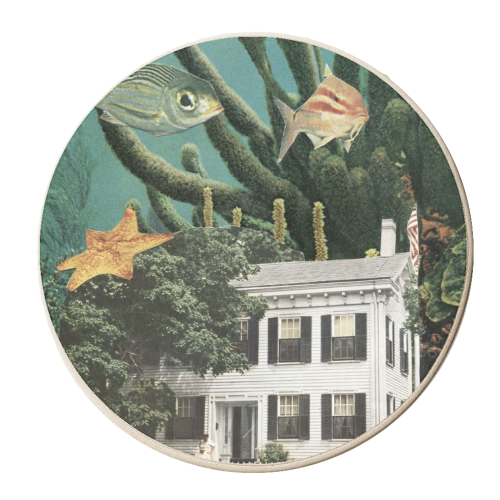 Underwater house - personalised beer coaster by Maya Land