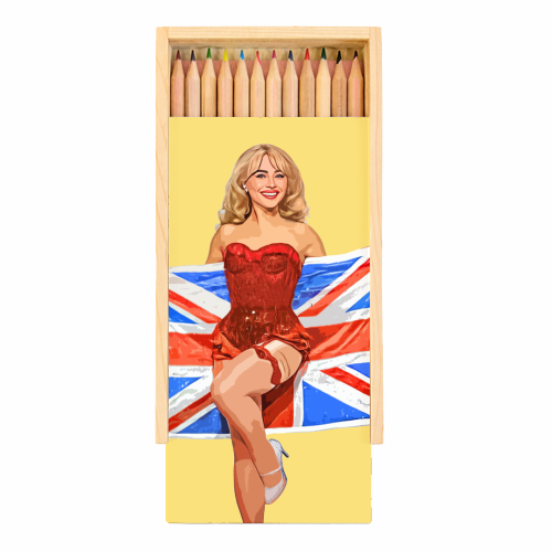 UNION JACK SABRINA - Coloured Pencils with Box by DOLLY WOLFE