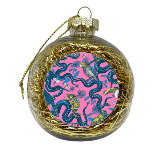 Up In The Trees - Snakes, Iguanas, Monkeys, Parrots - xmas bauble by Wallace Elizabeth