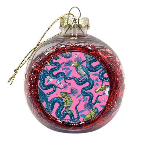 Up In The Trees - Snakes, Iguanas, Monkeys, Parrots - xmas bauble by Wallace Elizabeth