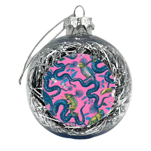 Up In The Trees - Snakes, Iguanas, Monkeys, Parrots - xmas bauble by Wallace Elizabeth
