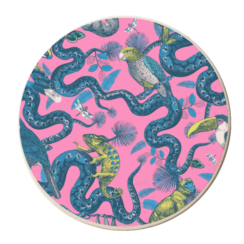 Up In The Trees - Snakes, Iguanas, Monkeys, Parrots - personalised beer coaster by Wallace Elizabeth