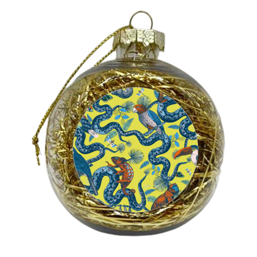 Up In The Trees - Yellow - xmas bauble by Wallace Elizabeth