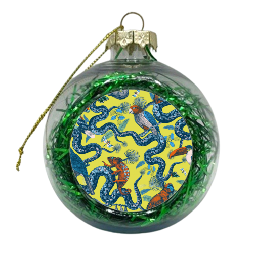 Up In The Trees - Yellow - xmas bauble by Wallace Elizabeth