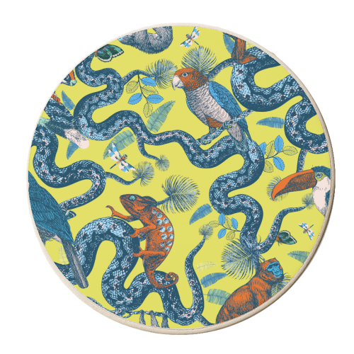 Up In The Trees - Yellow - personalised beer coaster by Wallace Elizabeth