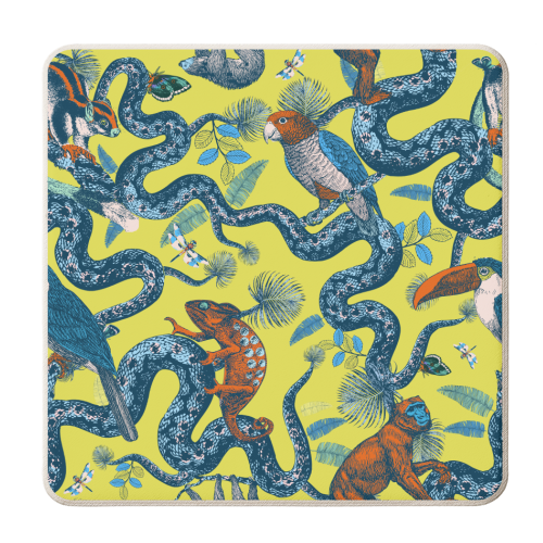 Up In The Trees - Yellow - personalised beer coaster by Wallace Elizabeth