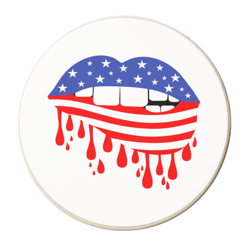 usa flag lips - personalised beer coaster by Anastasios Konstantinidis