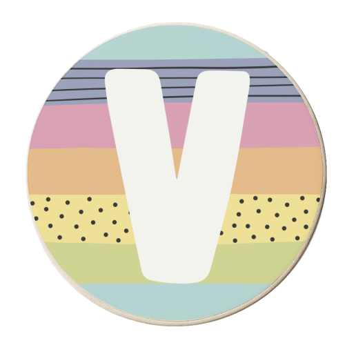 V - personalised gift initial rainbow letter - personalised beer coaster by Giddy Kipper