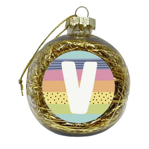 V - personalised gift initial rainbow letter - xmas bauble by Giddy Kipper