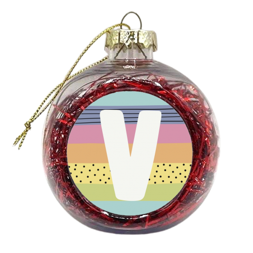 V - personalised gift initial rainbow letter - xmas bauble by Giddy Kipper