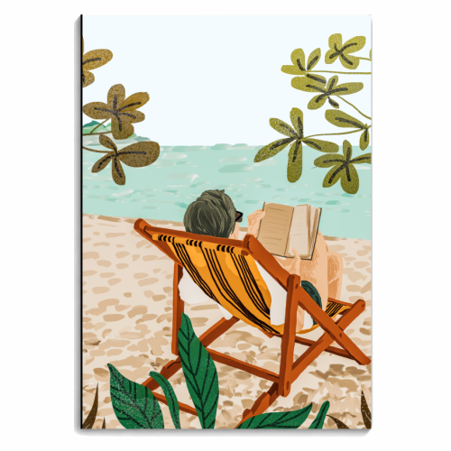 Vacay Book Club, Beach Tropical Ocean Travel Reading Illustration, Pastel Sea Vacation Holiday - personalised A4, A5, A6 notebook by Uma Prabhakar Gokhale
