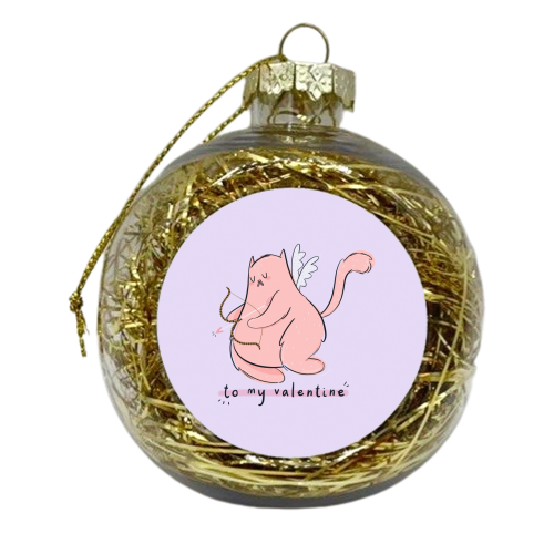 Valentine cat - xmas bauble by Alice Palazon