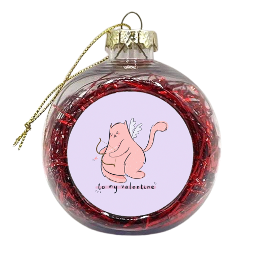 Valentine cat - xmas bauble by Alice Palazon