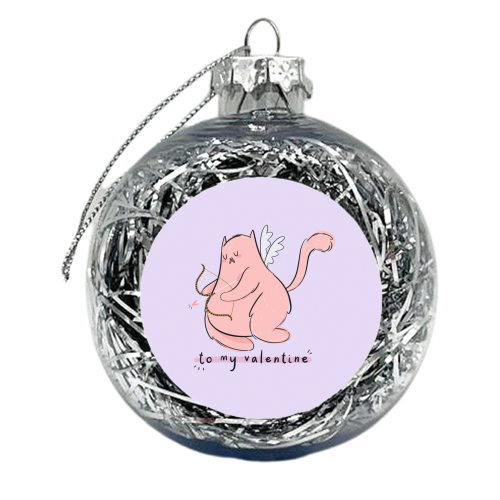 Valentine cat - xmas bauble by Alice Palazon
