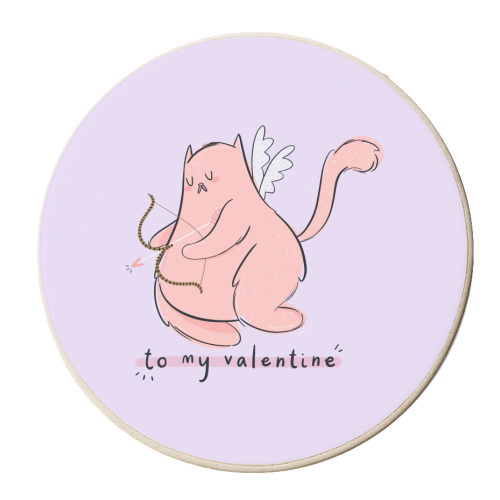 Valentine cat - personalised beer coaster by Alice Palazon