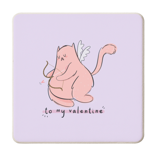 Valentine cat - personalised beer coaster by Alice Palazon