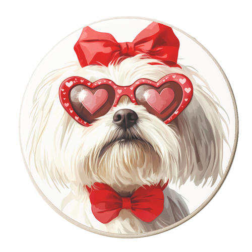 Valentine coquette maltese dog - personalised beer coaster by haris kavalla