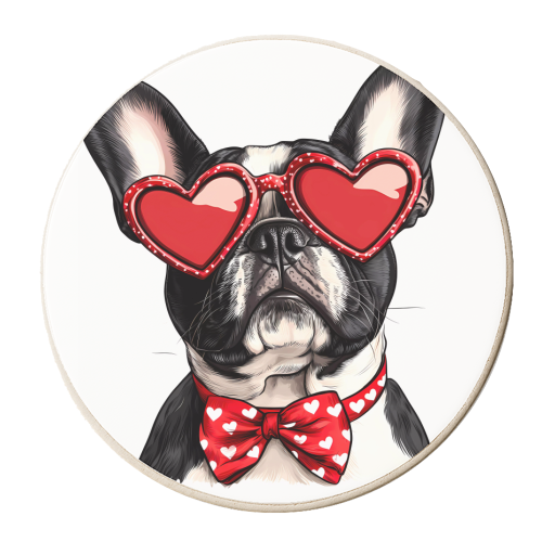 Valentine French bulldog - personalised beer coaster by haris kavalla