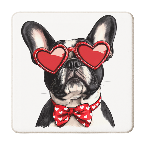 Valentine French bulldog - personalised beer coaster by haris kavalla