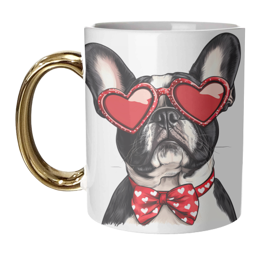 Valentine French bulldog - unique mug by haris kavalla