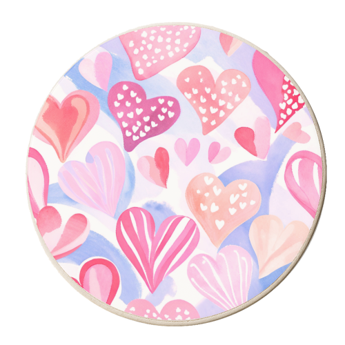 Valentine heats in pink - personalised beer coaster by haris kavalla