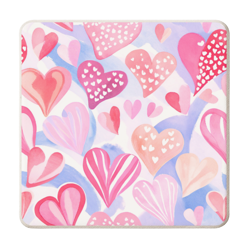 Valentine heats in pink - personalised beer coaster by haris kavalla
