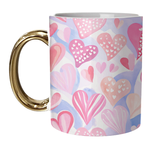 Valentine heats in pink - unique mug by haris kavalla
