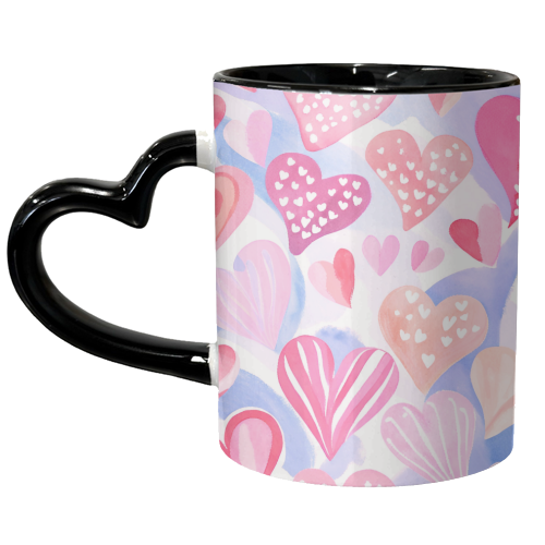 Valentine heats in pink - unique mug by haris kavalla