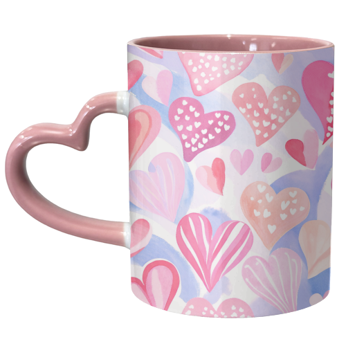 Valentine heats in pink - unique mug by haris kavalla