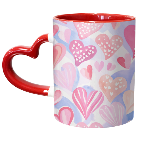 Valentine heats in pink - unique mug by haris kavalla