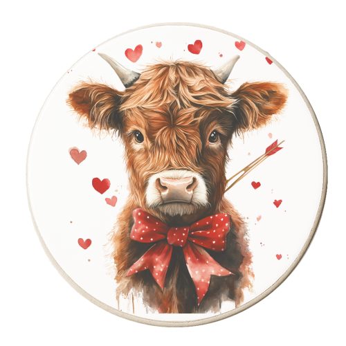 Valentine highland cattle - personalised beer coaster by haris kavalla