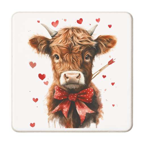 Valentine highland cattle - personalised beer coaster by haris kavalla