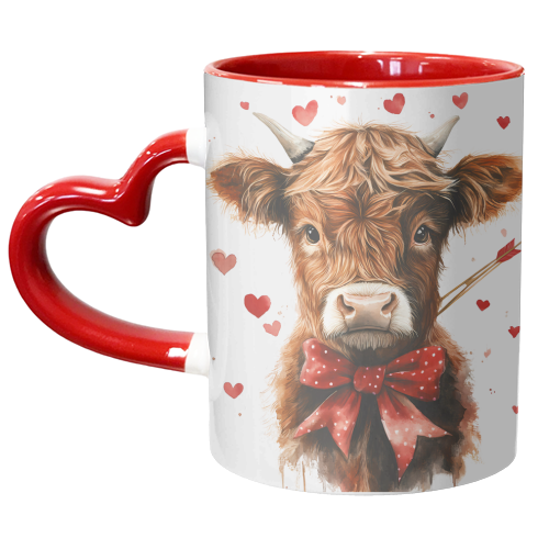 Valentine highland cattle - unique mug by haris kavalla