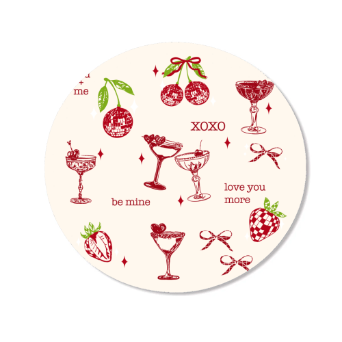 Valentines Coquette Cherry Disco Cocktail Illustration - Magnet by EZbie