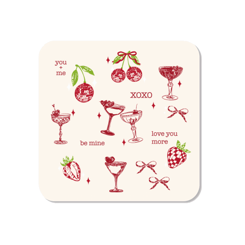 Valentines Coquette Cherry Disco Cocktail Illustration - Magnet by EZbie