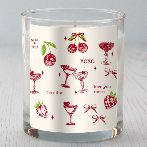 Valentines Coquette Cherry Disco Cocktail Illustration - scented candle by EZbie