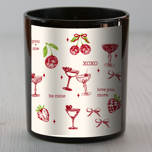 Valentines Coquette Cherry Disco Cocktail Illustration - scented candle by EZbie